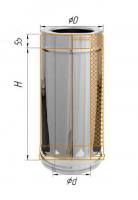 Дымоход Феррум утепленный нержавеющий (430/0,5мм)/оцинкованный ф120/200 L=0,5м по воде