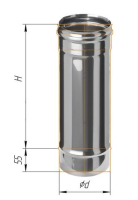 Дымоход Феррум нержавеющий (430/0,8 мм) ф150 L=0,5м черный