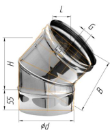 Колено Феррум угол 135° нержавеющее (430/0,5 мм) ф110